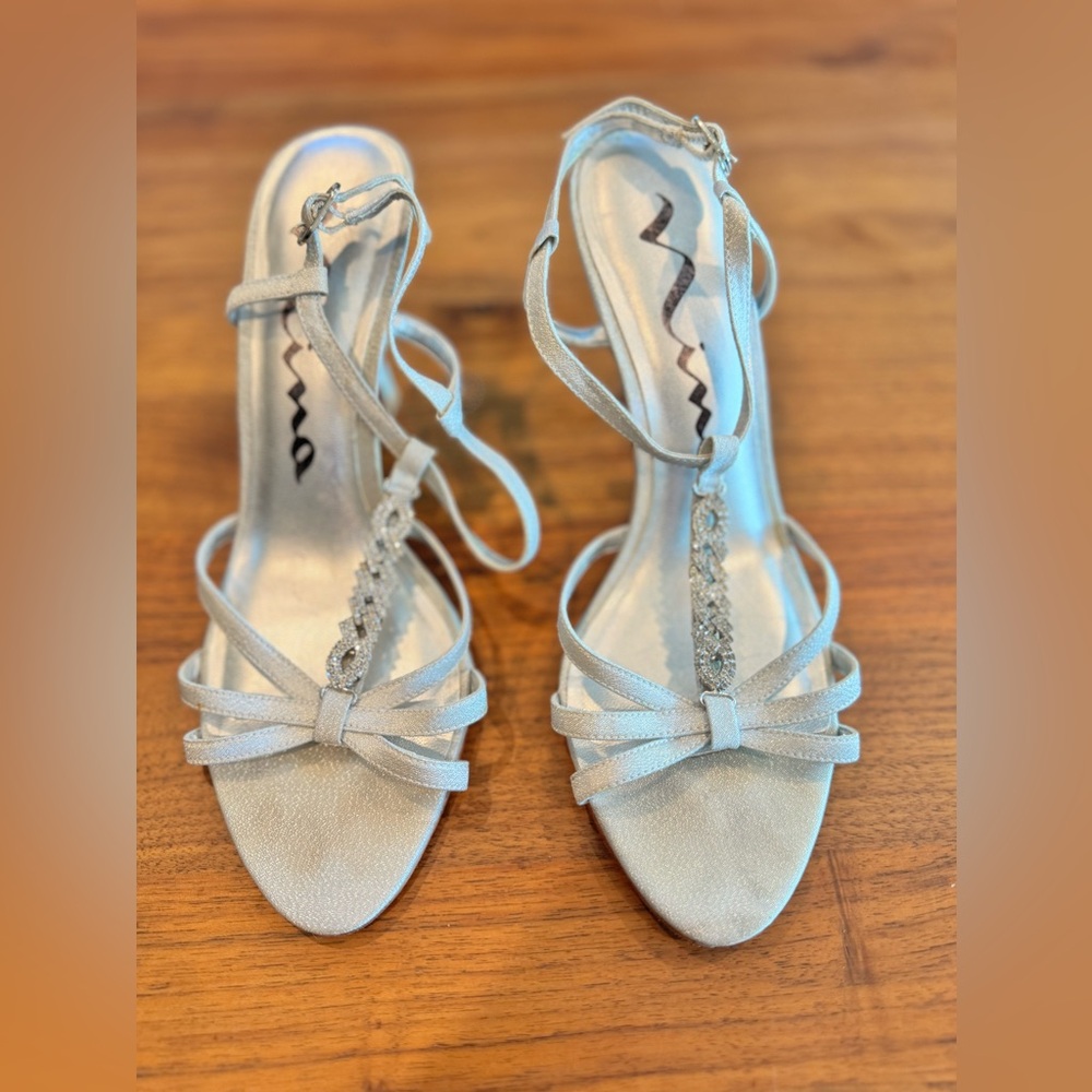 Nina Silver and Rhinestone Heels - Picture 1 of 4